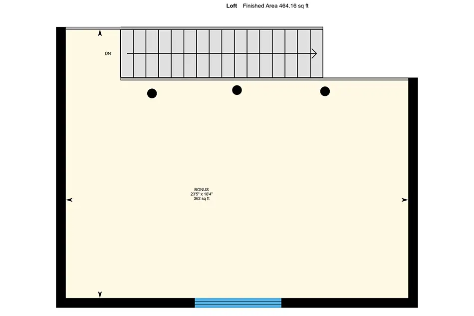 Floorplan of the loft level at Homesteads Lot 7
